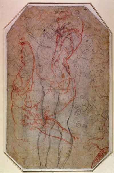 Study of Figures and the Creation of Adam (verso) by Michelangelo Buonarroti